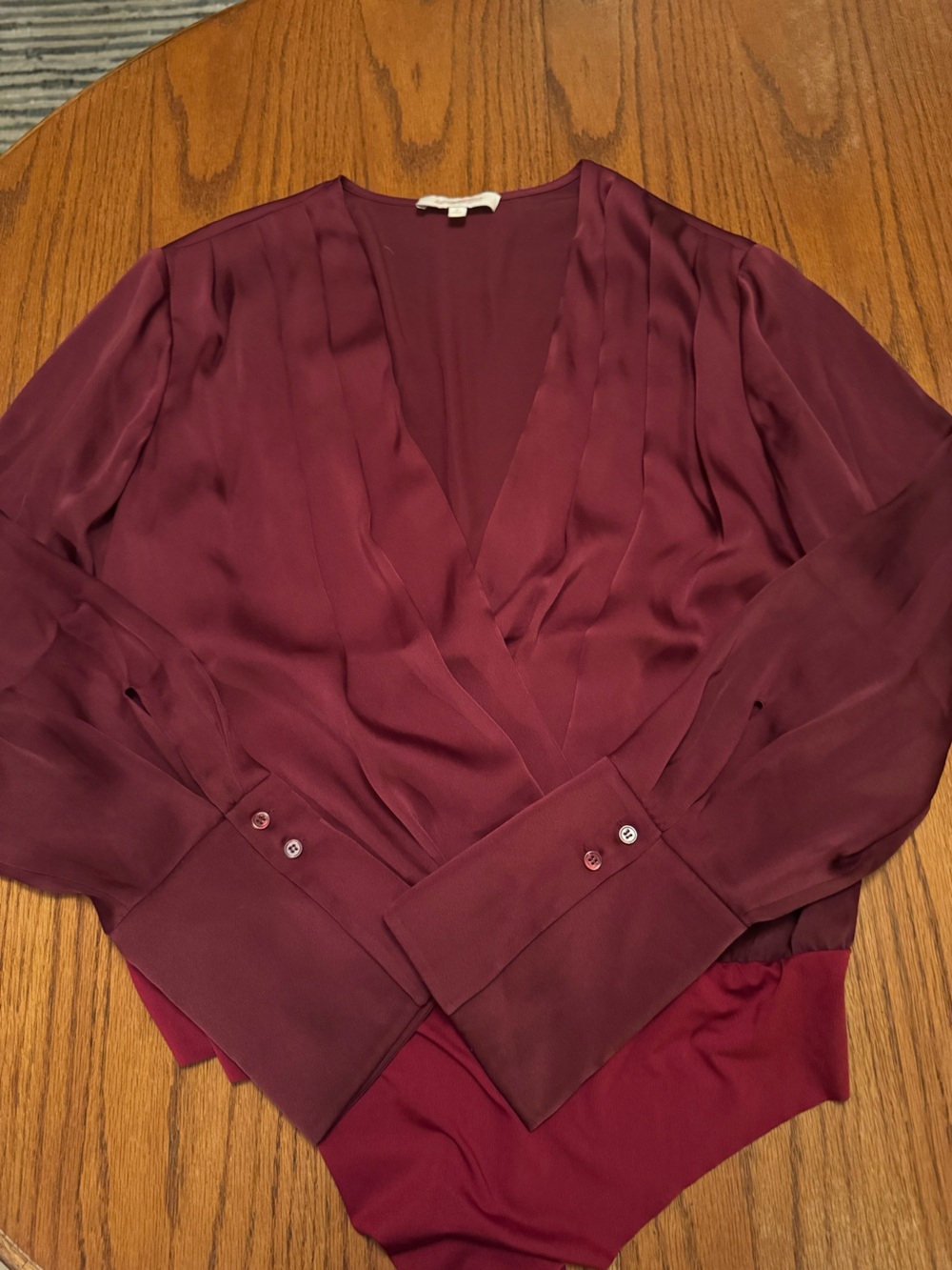 Favorite Daughter Burgundy Wrap-Front Bodysuit